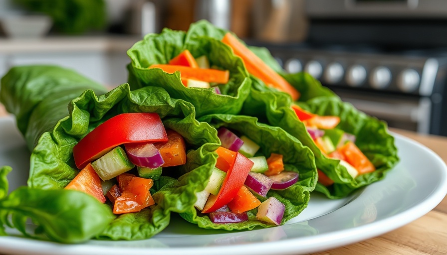 Vibrant collard green wraps filled with vegetables on a white plate.