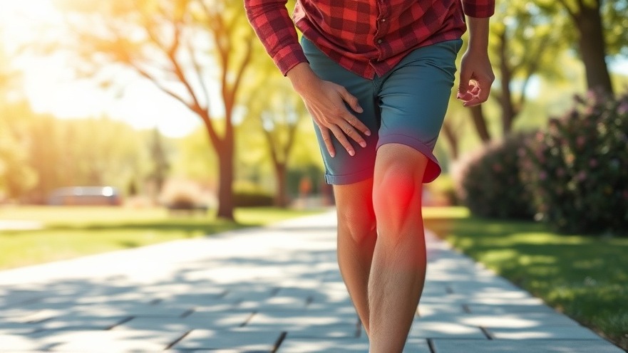 Man walking outside with knee joint discomfort, highlighting anti-inflammatory remedies like turmeric.
