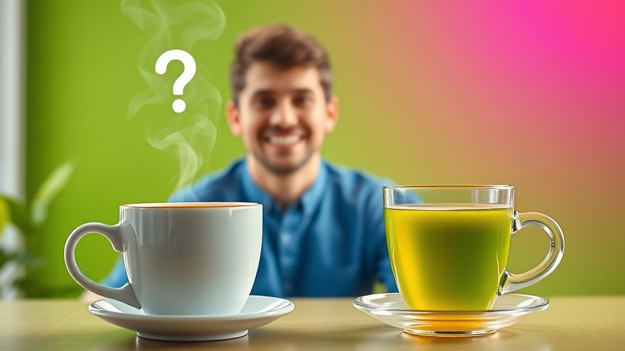 Two cups of coffee and green tea symbolize liver health and benefits of green tea.