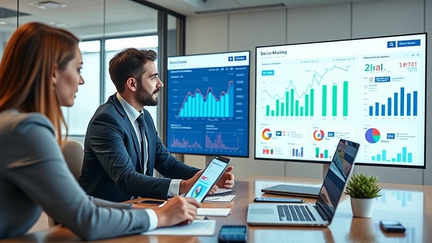 Business team analyzing social media video performance charts in 2025.