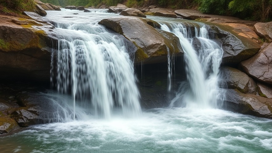 Flowing river waterfall symbolizing hydration strategies for electrolyte balance and kidney health.