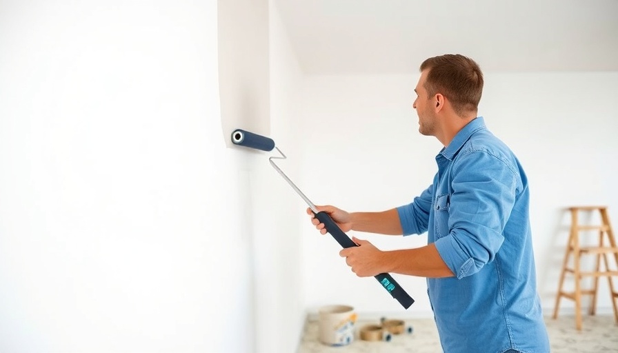 Professional painter offering commercial painting services in a bright room.
