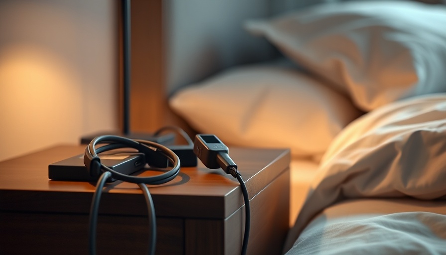 Organized bedside table cords with minimalist setup