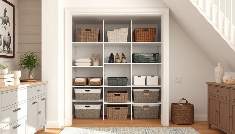 Optimize under stairs closet with efficient storage solutions.