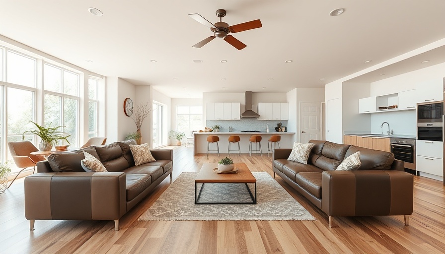 Modern California home interior with open kitchen and cozy living space.
