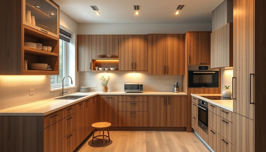 Modern kitchen with aging in place design featuring pull-out shelves.