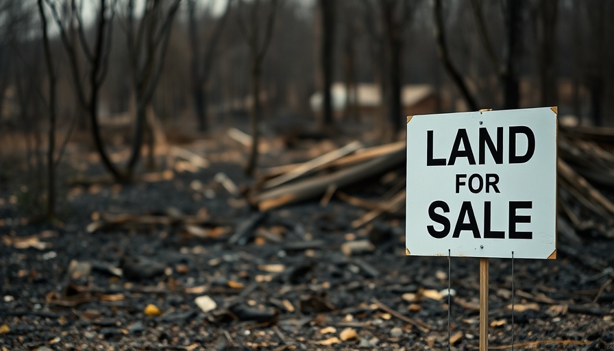 Burned lots for sale in Altadena Pacific Palisades with sign.