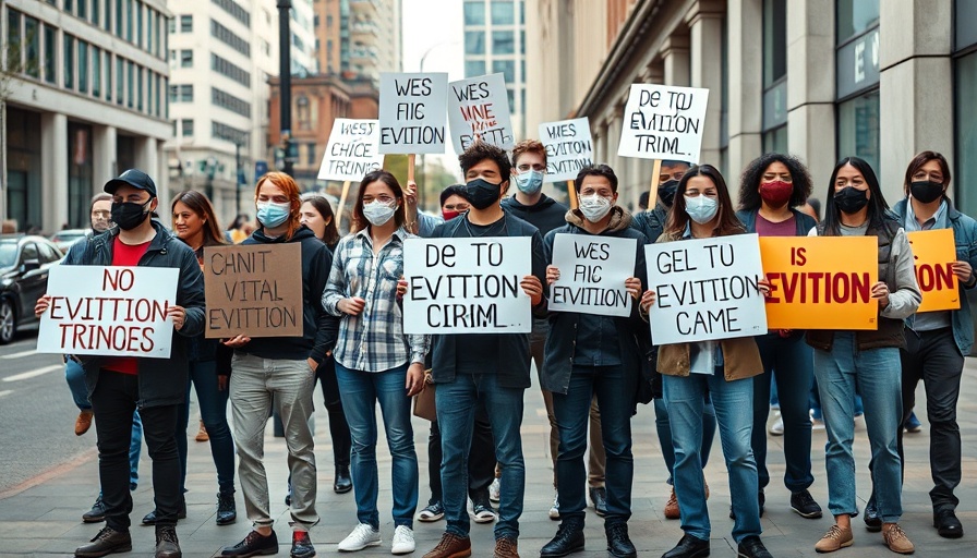 Protesters in L.A. holding signs against evictions.