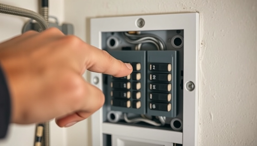 Homeowner checking circuit breaker to avoid headaches.