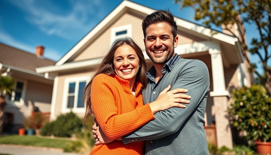 Happy couple in front of house reflecting tenant rights victory