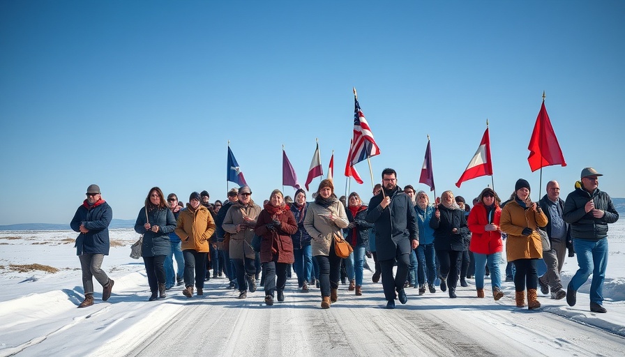 Greenpeace Defamation Lawsuit protest march in snowy landscape.