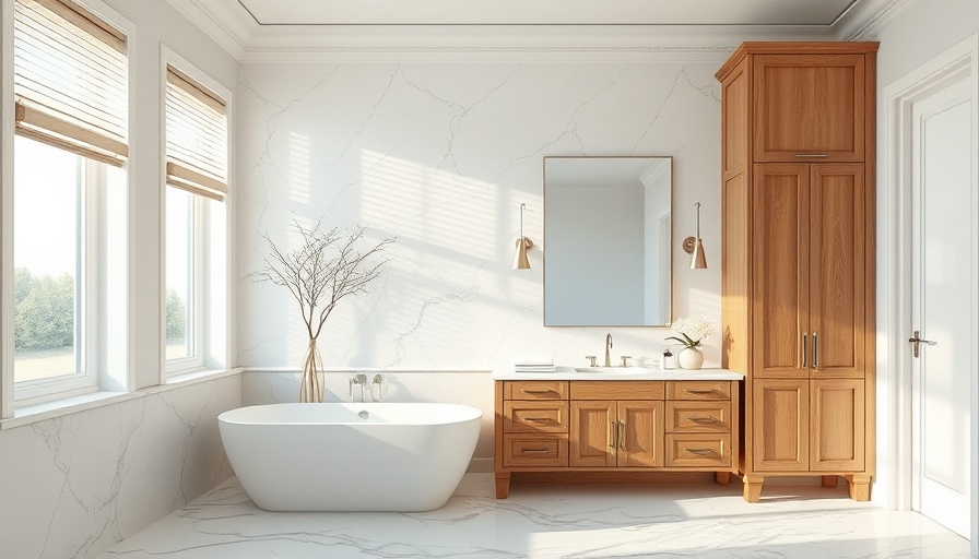 Elegant bathroom with custom storage solutions and marble finishes.