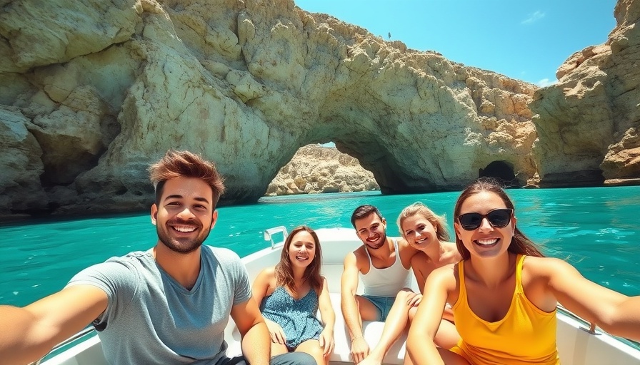 Family enjoying boat tour near Costa Rica's rocky coast.