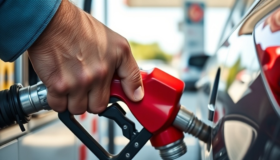 Close-up of hand pumping gas, emphasizing safety practices.