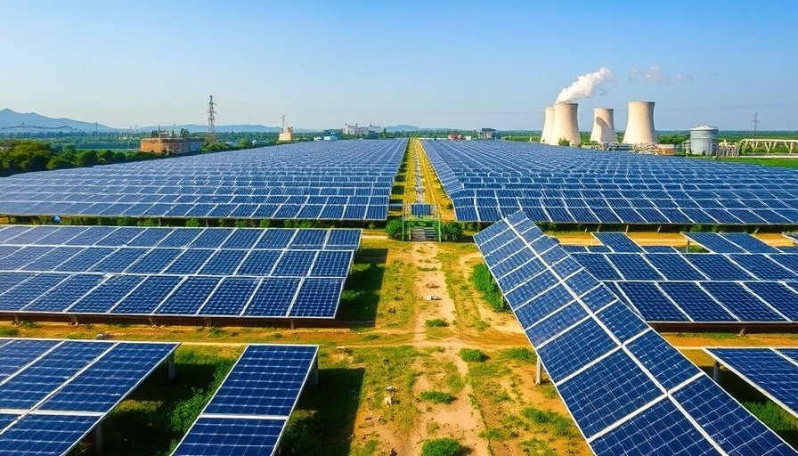Expansive solar farm and power plant showcasing global energy demand 2024.