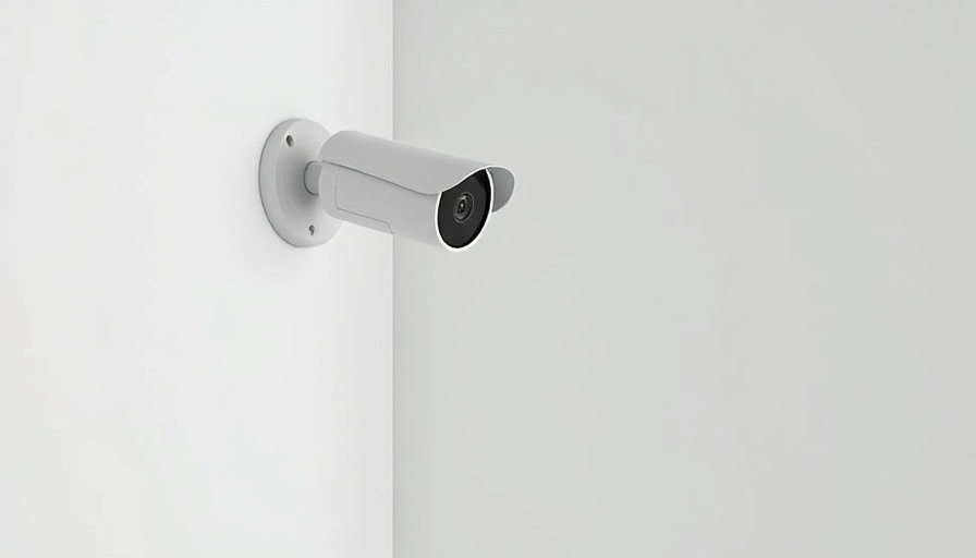 Modern security camera placement on a white wall, minimalistic design.