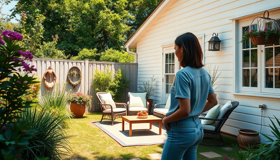 Charming backyard setup for weatherproof outdoor stools in morning light.