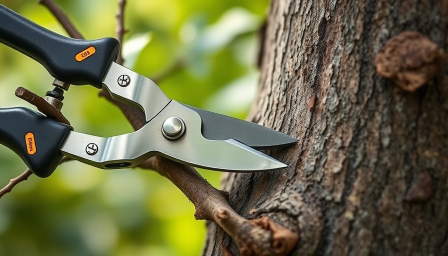 Close-up pruning shears cutting branch, best time to prune trees