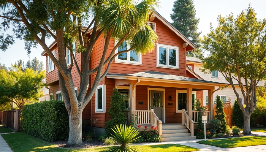 Charming California home with wood siding and greenery.