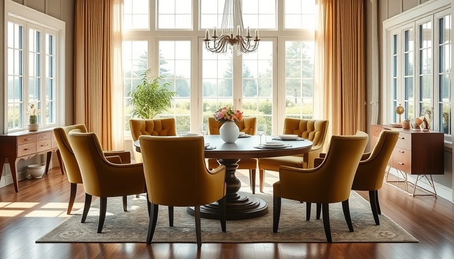 Summer style dining room with green chairs and natural light.