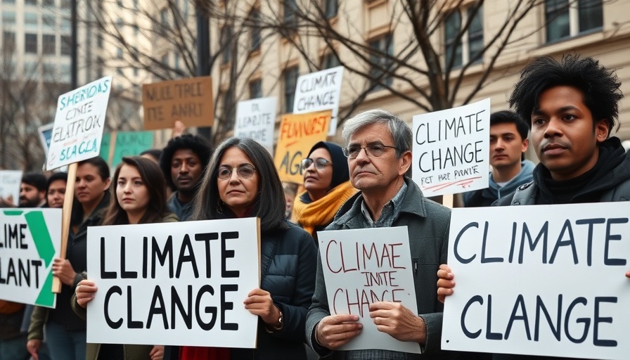 Protesters for environmental justice lawsuit holding climate change signs.