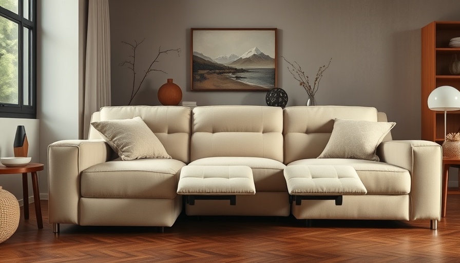 Stylish reclining sofa in a modern living room setting.