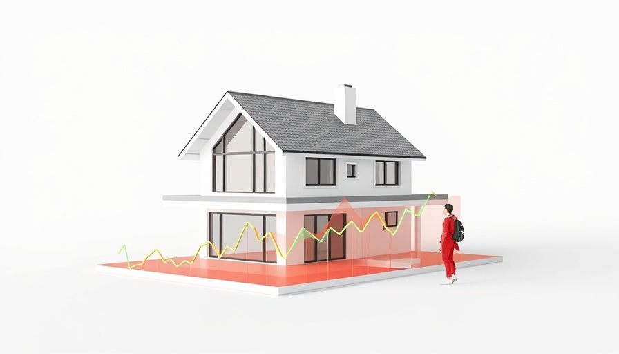 Surreal house with colorful graph lines symbolizing Southern California housing market updates.