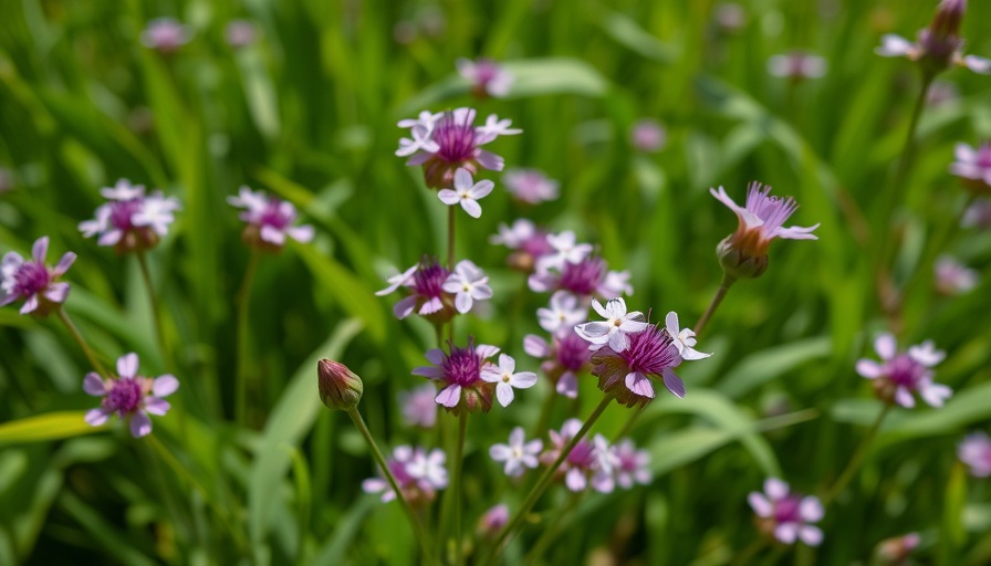Attractive purple wildflowers blooming in a green garden.