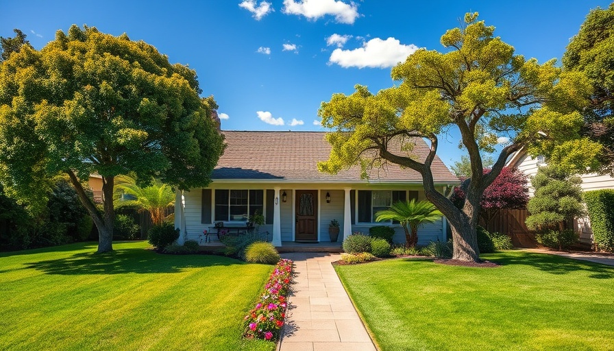 Charming California home with manicured lawn