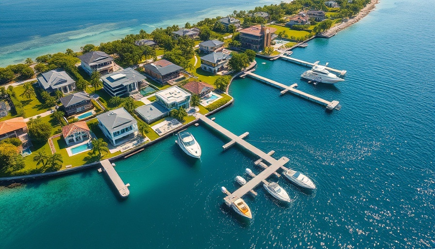 Luxurious Florida estate by water with flood risk.