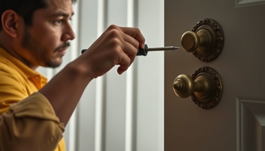 Comparing and fixing deadbolt vs. door knob lock on white door.