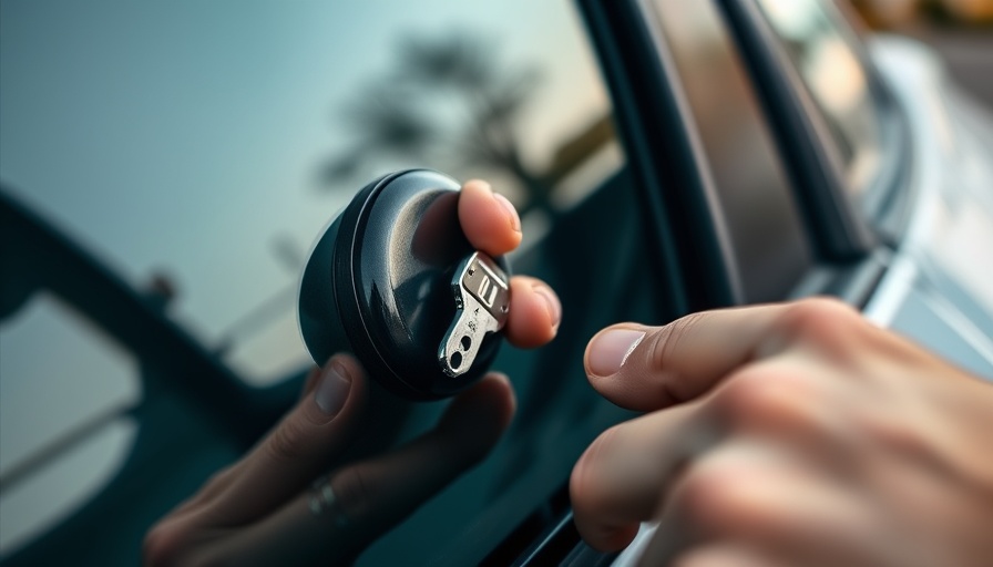 Using Slim Jim to unlock a car door, demonstrating mechanics.