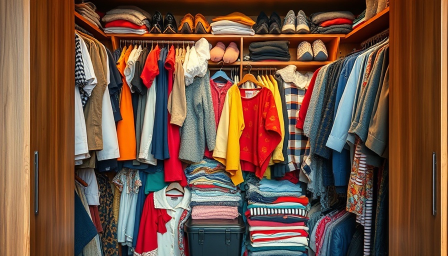Overstuffed closet with diverse clothing styles highlighting identity crisis.