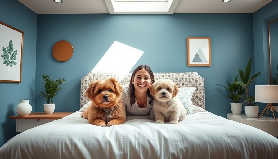 Cozy bedroom scene with woman and dogs, Father's Day gift ideas 2025.