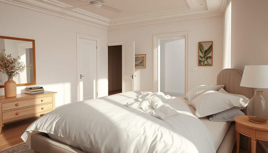 Elegant bedroom with inviting bed and fresh sheets, serene ambiance.