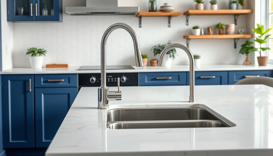 Air gap next to kitchen faucet on modern countertop