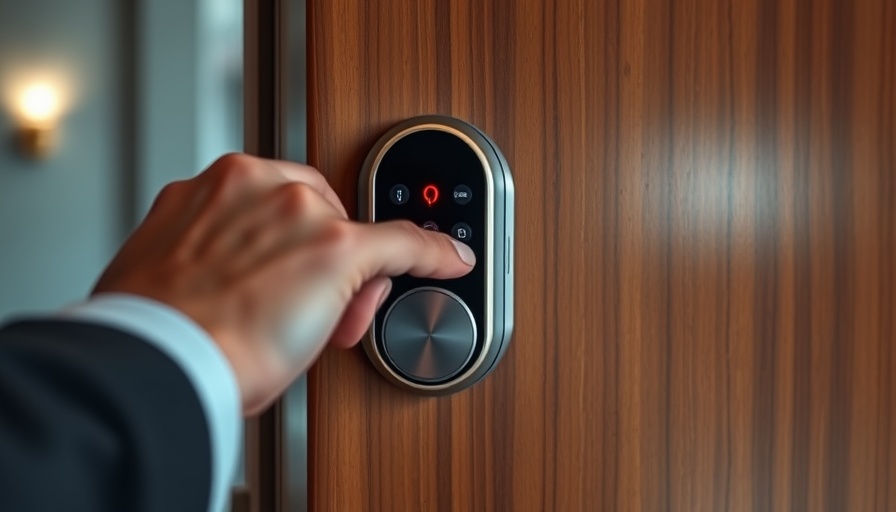 Smart lock system with a red indicator on a wooden door, highlighting 'When Smart Locks Break'.