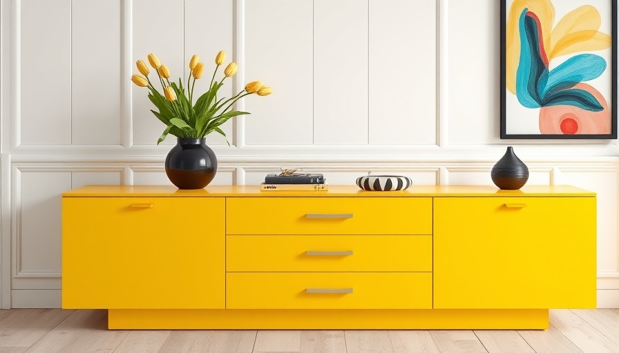 Vibrant console table against a decorated wall in interior design transformation.