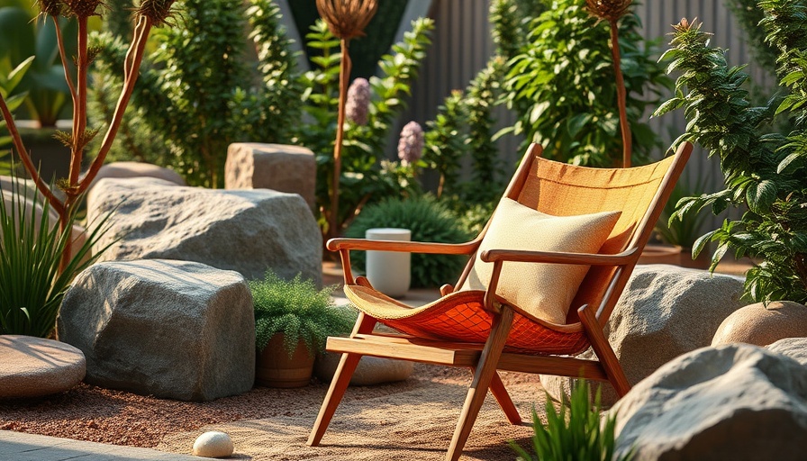 Trendy outdoor furnishing in a natural garden setting.