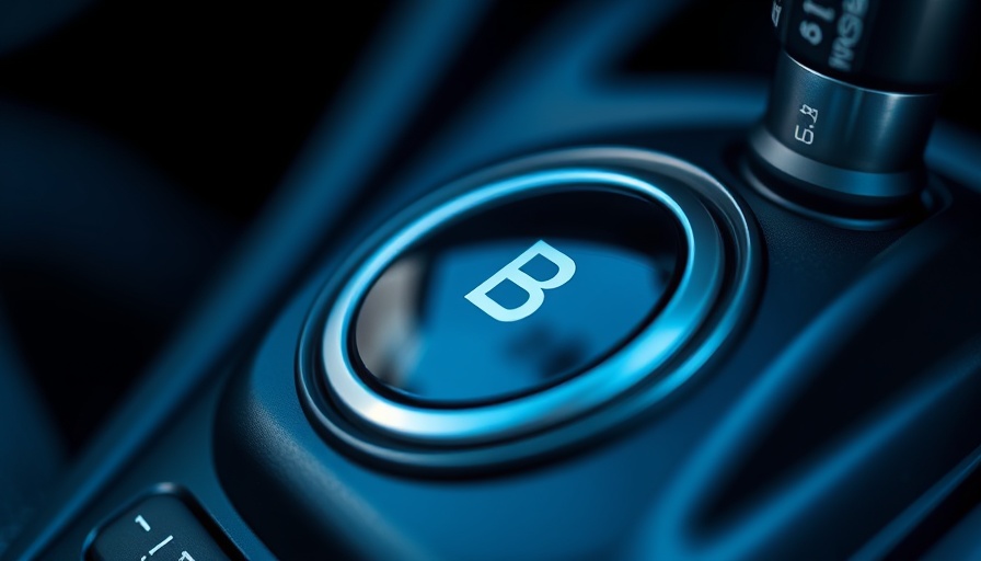 Close-up view of the B on your gear shift in a car.