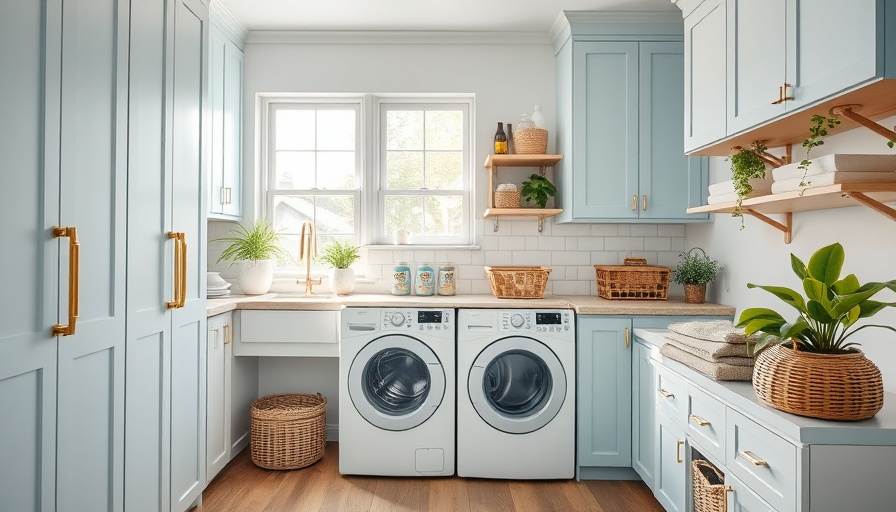Modern laundry room with gold cabinet hardware on Etsy