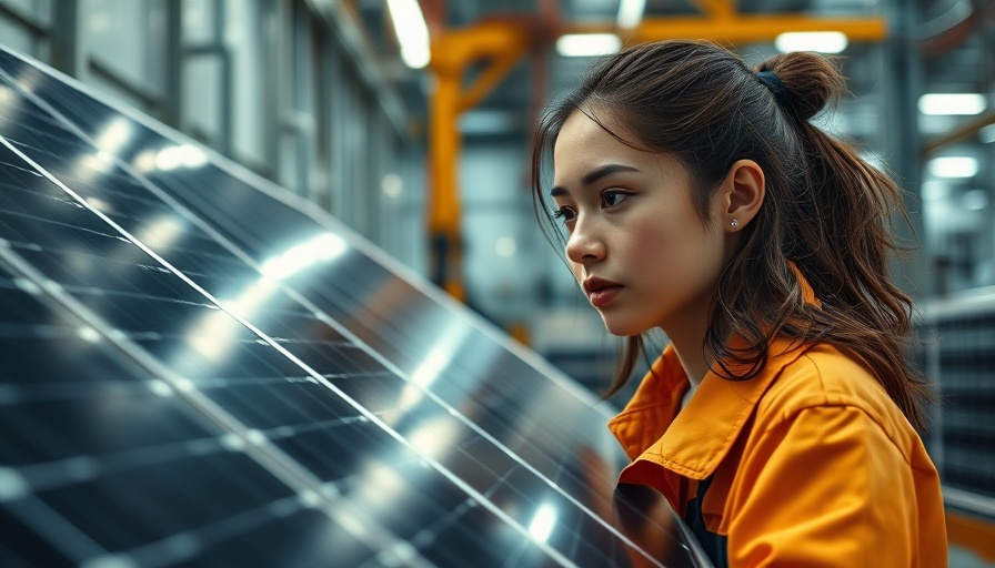 Technician inspects solar panels in modern factory for China investment in solar wind.