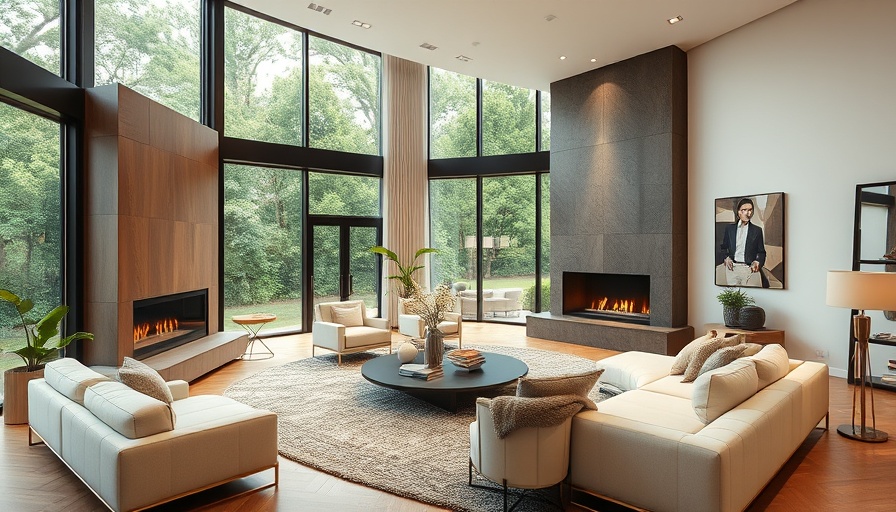 Modern living room in California home with luxury design.