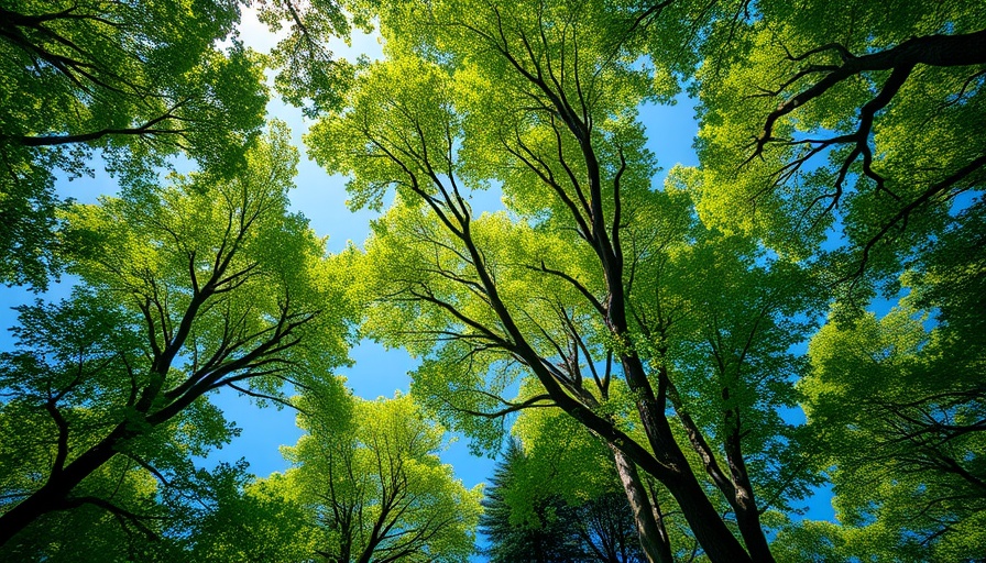 Majestic green trees illustrating local impact of climate change.