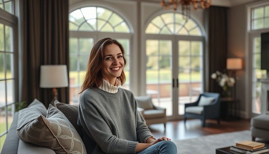River House Styling and Renovation sneak peek with smiling woman in cozy living room.