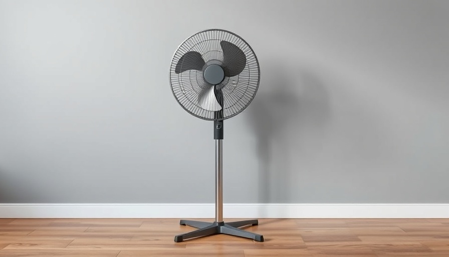 Sleek Shark TurboBlade fan review image against gray wall.