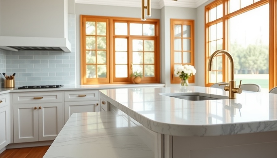 Elegant kitchen counter edge profiles with marble countertop and brass fixtures.