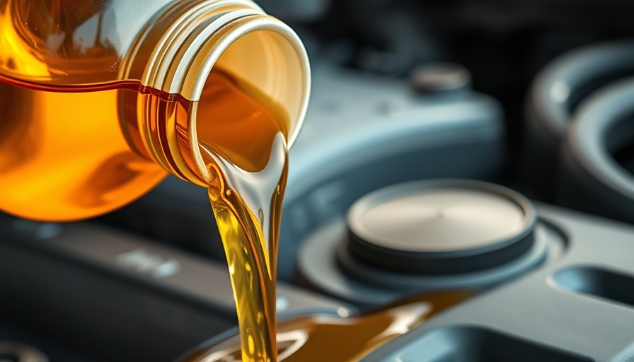 Pouring engine oil into car engine, close-up detail.