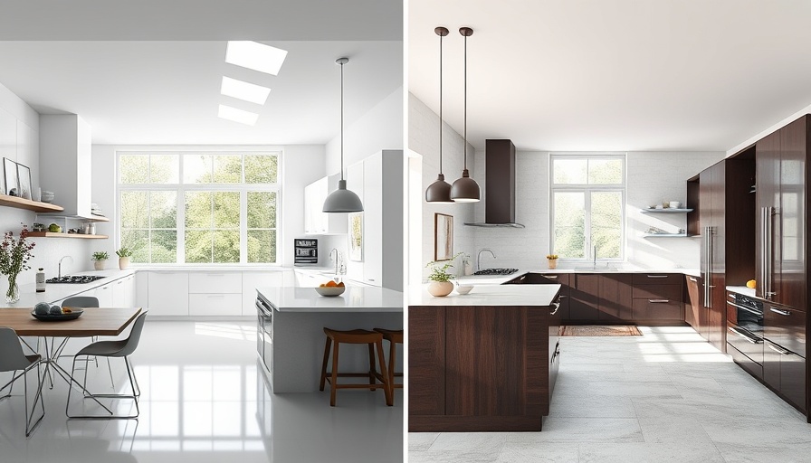 Contrasting dark vs. white kitchen designs for painting decisions.