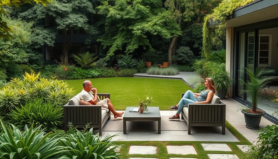 Lush backyard patio design with conversation area, key elements for a restful patio.
